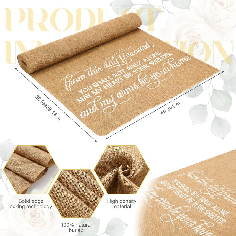 Tudomro 40 Inch x 30 Ft Extra Long Natural Burlap Wedding Aisle Runner Outdoor Jute Burlap Aisle Runner for Wedding Ceremony Rustic Indoor Carpet for Walkway (Stylish Style) - Image 3