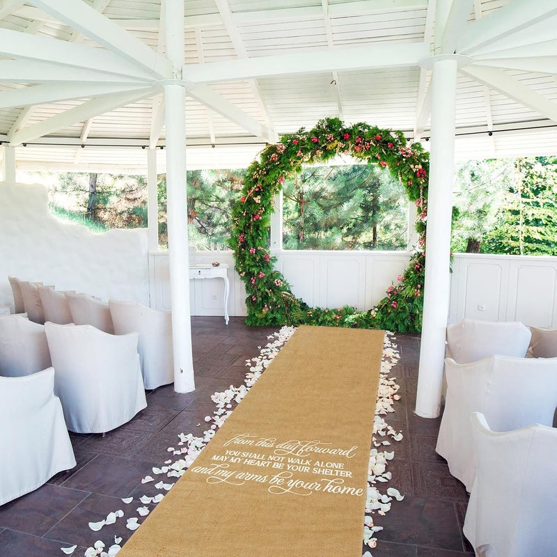 Tudomro 40 Inch x 30 Ft Extra Long Natural Burlap Wedding Aisle Runner Outdoor Jute Burlap Aisle Runner for Wedding Ceremony Rustic Indoor Carpet for Walkway (Stylish Style) - Image 5