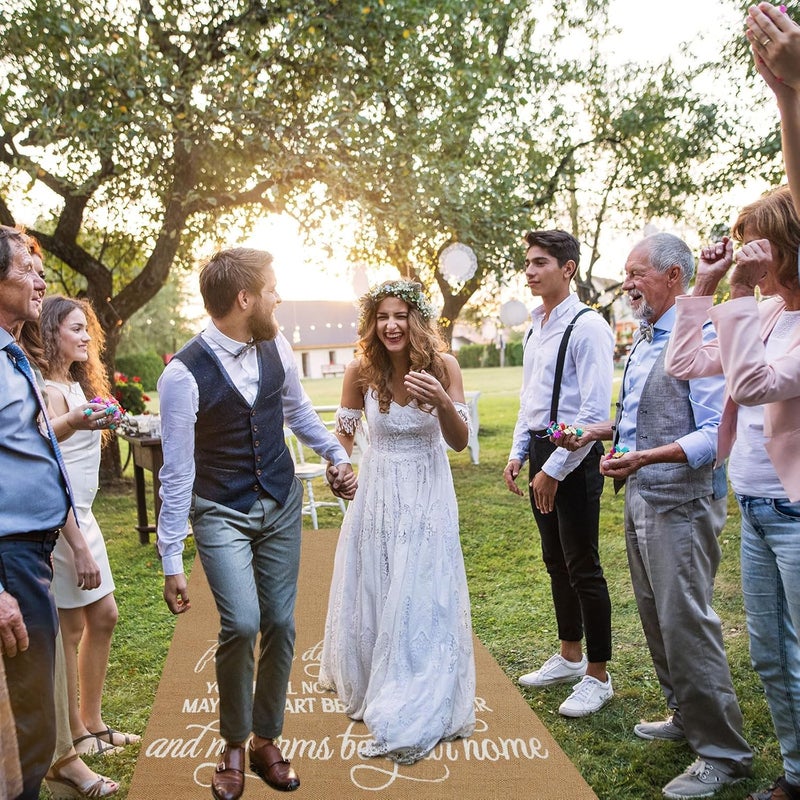 Tudomro 40 Inch x 30 Ft Extra Long Natural Burlap Wedding Aisle Runner Outdoor Jute Burlap Aisle Runner for Wedding Ceremony Rustic Indoor Carpet for Walkway (Stylish Style) - Image 2