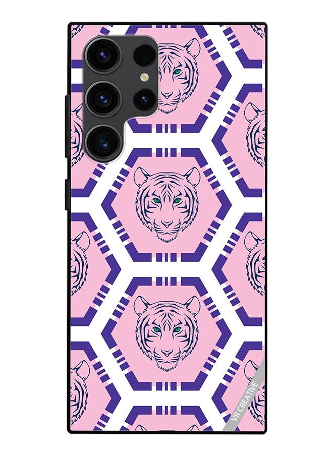 VR CREATIVE Protective Case Cover For Samsung Galaxy S23 Ultra 5G Tiger Pink And Purple Design Multicolour - Image 1