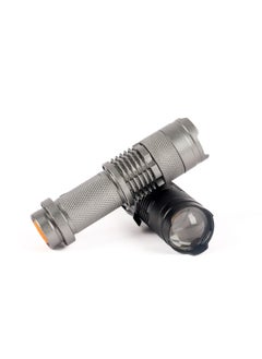 LUSTER 2pc Small LED flashlight with clip, black and silver  - Image 2