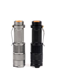 LUSTER 2pc Small LED flashlight with clip, black and silver  - Image 3