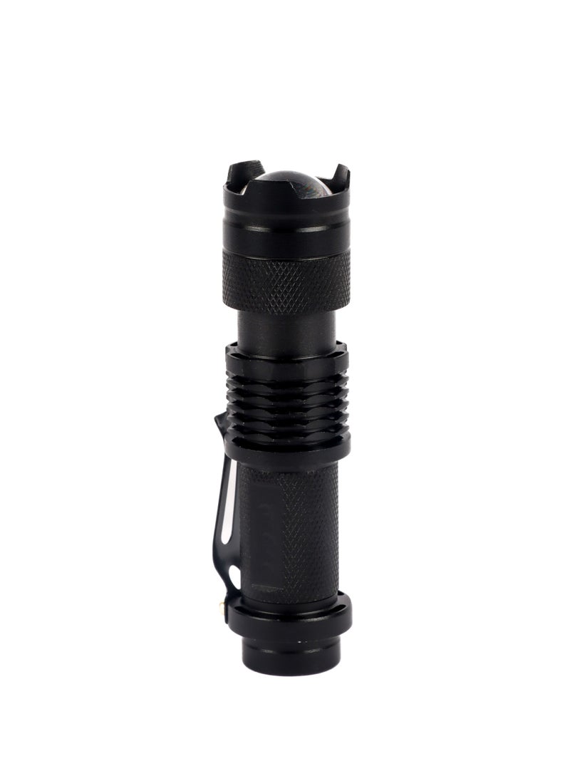 LUSTER - 2pc Small LED flashlight with clip, black and silver - Image 1
