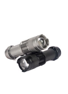 LUSTER 2pc Small LED flashlight with clip, black and silver  - Image 4