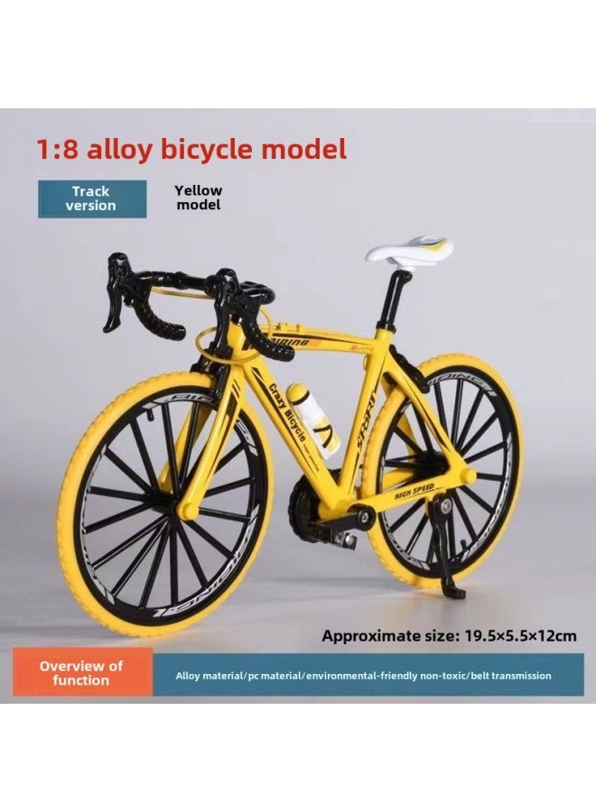 For 1:8 Simulation Alloy Mountain Bike Speed Reduction Bicycle Model Mini Bicycle Toy Ornaments-Color:Yellow-curved Handlebar Bicycle  - Image 1