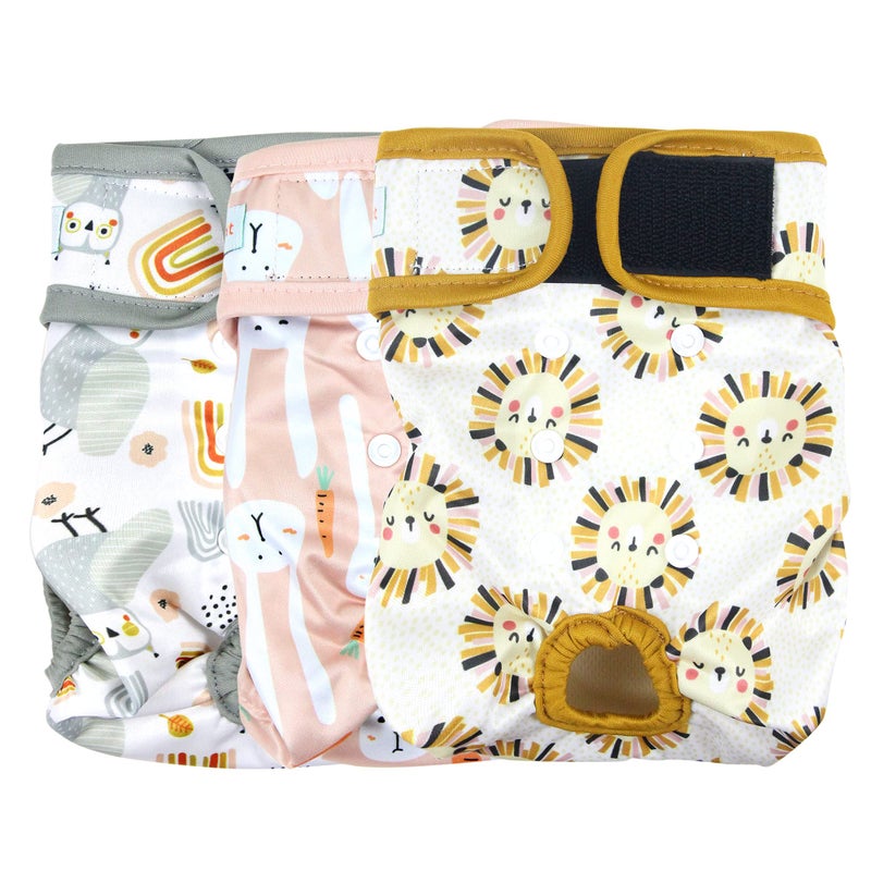 Langsprit Washable Female Dog Diapers (3 Pack) - Doggie Reusable Small Medium Large Dog Diapers for Doggy Puppy Female in Period - Highly Absorbent Dog Heat Panties (Small,Waist:0-10 inches) - Image 1