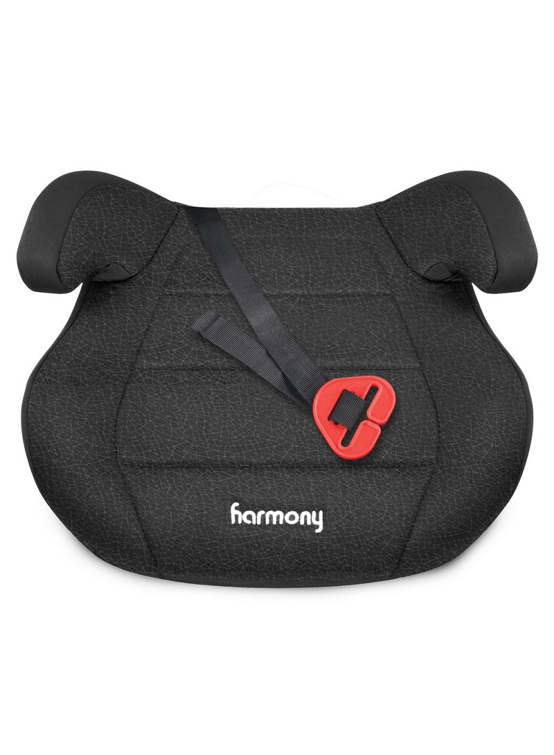 Harmony مقعد السيارة هارموني داش بوستر – أسود | بوستر بدون ظهر مع حزام تحديد | 40–100 رطل | شكل V نحيف | مقاعد 3 عبر | دليل حزام الأمان - Image 1