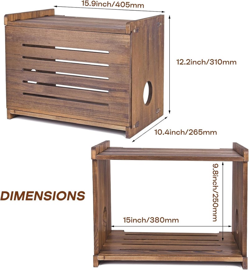 BEARUT Router Shelf Projector Shelf Projector Stand Router Storage Box Modem Cable Router Cover Organized Power Strip Cable Management Hider Rack by Solid Wood Need Assembly SS - Image 2