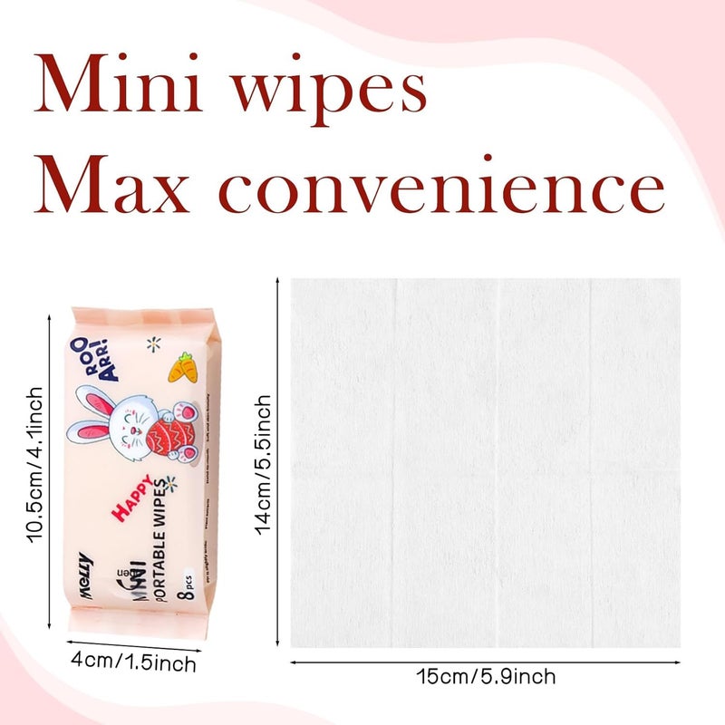 KASTWAVE Travel Wipes 8 Packs (64 Wipes), Mini Portable Wet Wipes for Baby, Makeup, Hand & Face Cleaning, Unscented Flushable Pocket Tissue Singles for Women, Kids & On-the-Go Essentials - Image 4
