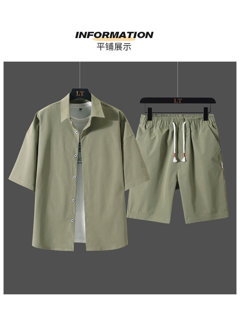 Men's Fashionable Casual Thin Two-Piece Shorts With Short Sleeves  - Image 3