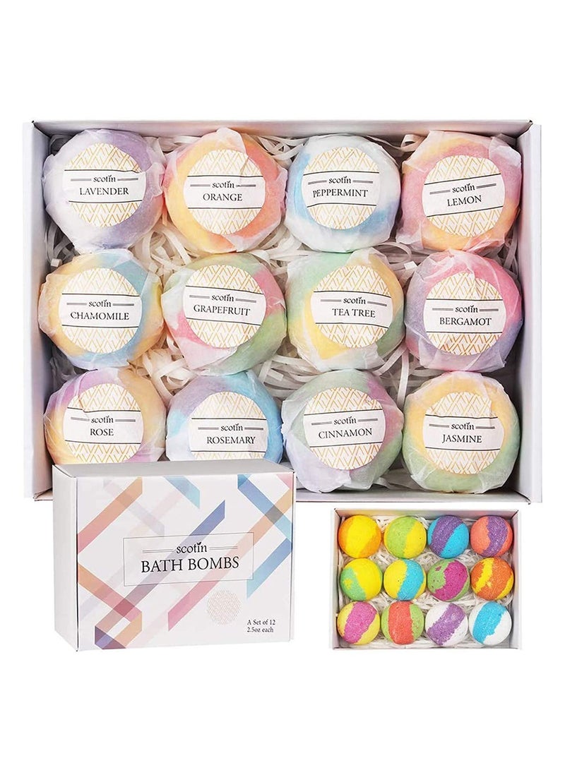 Organic Bath Bombs Gift Set - 12 Fizzy Spa Bombs with Essential Oils - Ideal Gift for All Ages and Occasions - Image 1