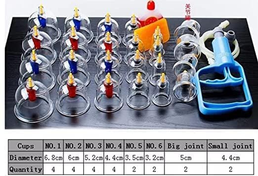PERDANT 24 Pcs Cupping Therapy Kit Hijama Acupuncture Massage Cans Cups Portable Body Relaxation Massage Pull Out Vacuum Apparatus Therapy Relax Kit For Pain Relief Traditional Chinese Therapy (Standard) - Image 2