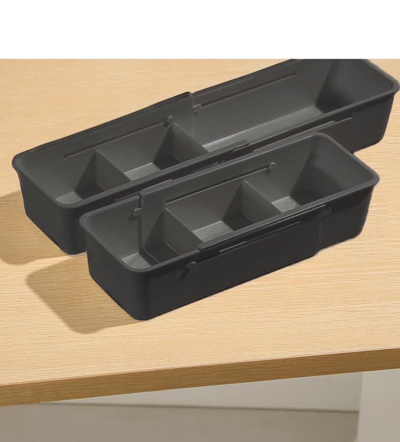 SUKHAD Expandable Household Accessories storage basket for drawers Set of 3 Big Kitchen storage basket Black Plastic - Image 4
