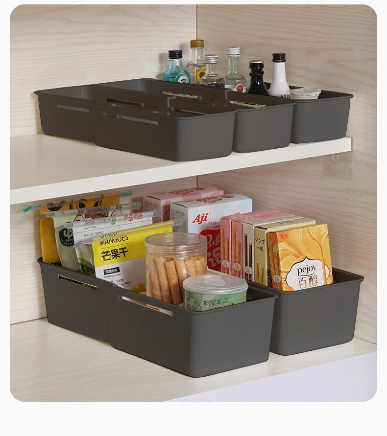 SUKHAD Expandable Household Accessories storage basket for drawers Set of 3 Big Kitchen storage basket Black Plastic - Image 2