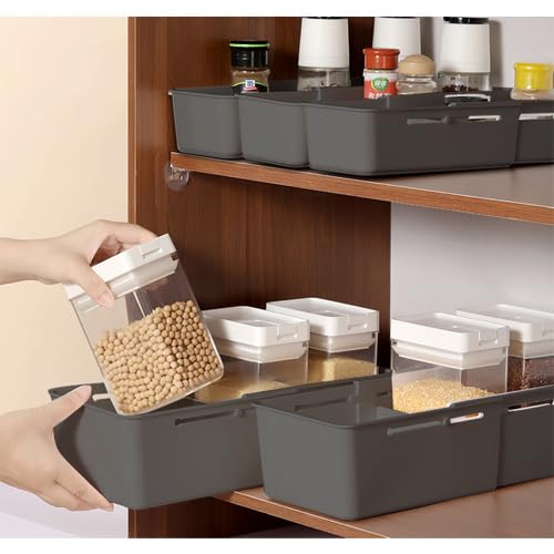 SUKHAD Expandable Household Accessories storage basket for drawers Set of 3 Big Kitchen storage basket Black Plastic - Image 5