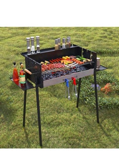 XiuWoo Barbecue Charcoal Grills, Portable BBQ Grill, Kabob Grill Kit, Foldable Storage Shelf 3 Gear Adjustable Temperature, Windproof BBQ Grill, Large Size Metal Outdoor Barbecue Stove, Black  - Image 1