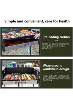 XiuWoo Barbecue Charcoal Grills, Portable BBQ Grill, Kabob Grill Kit, Foldable Storage Shelf 3 Gear Adjustable Temperature, Windproof BBQ Grill, Large Size Metal Outdoor Barbecue Stove, Black  - Image 4