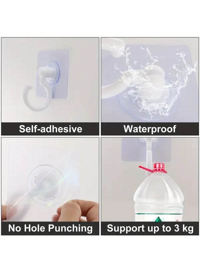 12 Pcs White Self Adhesive Hooks 360 Rotating Wall Hooks For Bathroom Kitchen - Image 5