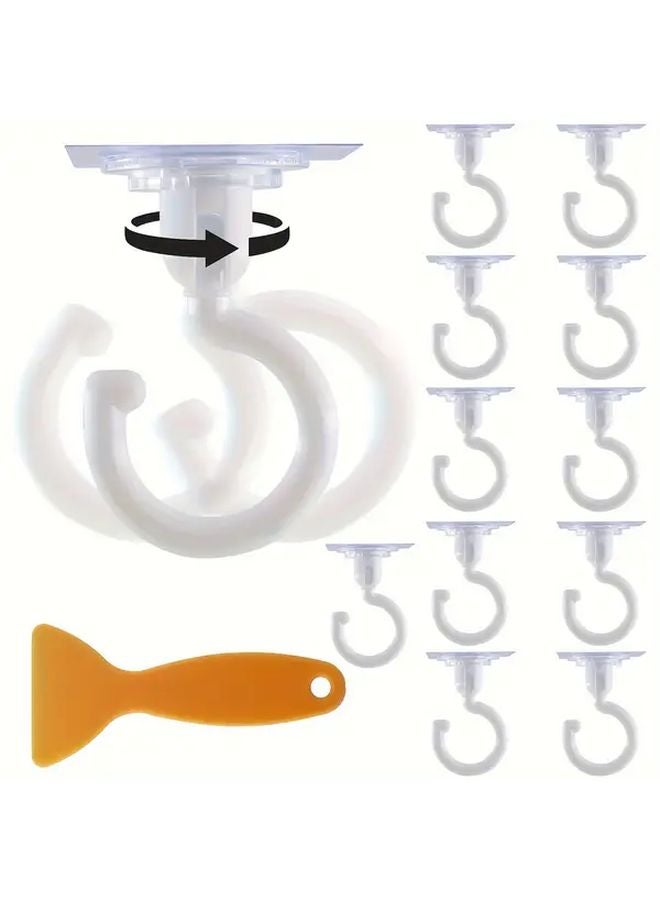 12 Pcs White Self Adhesive Hooks 360 Rotating Wall Hooks For Bathroom Kitchen - Image 2