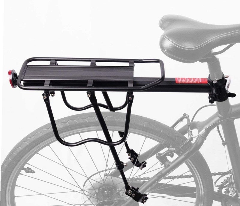 Linist Bicycle Rear Rack Back Seat Luggage Rack Holder Carrier for Panniers Bags, Luggage, Cargo, Aluminum Alloy Adjustable with Reflector for Cycling - Image 1