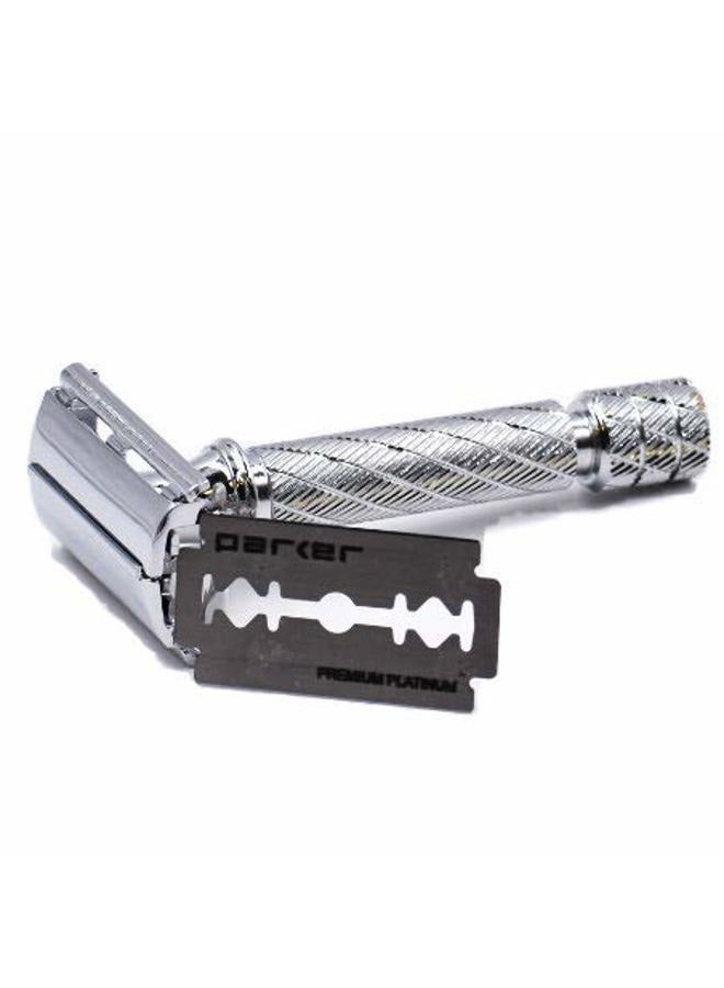 Parker Safety Razor , 87R Chrome Standard Length Handle Butterfly Open Double Edge Safety Razor for Men, 5 Parker Premium Platinum Double Edge Razor Blades Included - Image 3