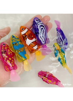 Generic Baby Bathing Luminous Induction Electric Small Fish Play Water Pet Fish Swimming Water Fish Swimming Simulation Clown Fish Toy-Color:Electric Small Fish Luminous Induction (4 Color Random, Specify The Note)-Specifications:Packing Size: 11*15cm, Fish Size: 7.6*3.5CM  - Image 2