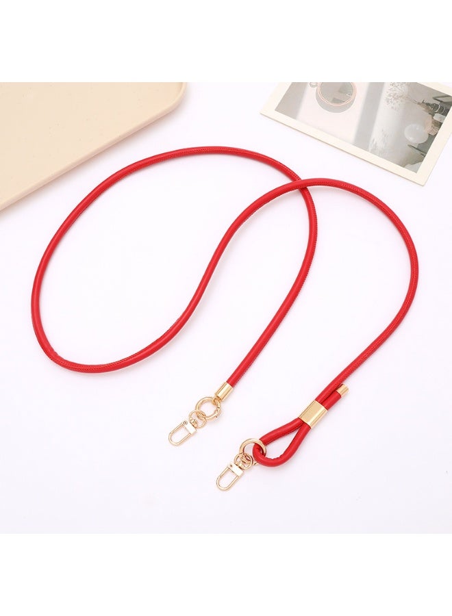 NIBEMINENT Beaded Phone Lanyard, Anti Lost Removable Wrist Strap, PU Leather Strap Cross Chain Bracelet Pendant, Phone Keychain Lanyard,K4023/Dark Red