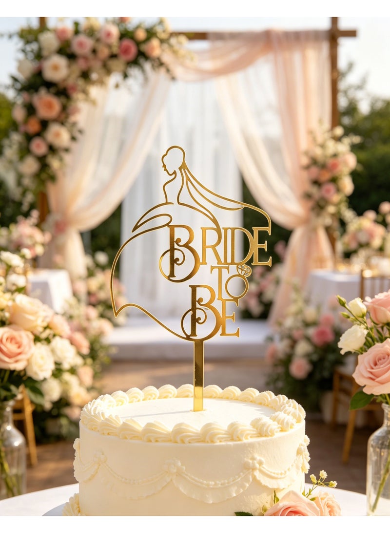 Bride To Be Cake Topper Sparkling Acrylic Gold Cake Decor Pick for The Bride Engagement Wedding Bridal Shower Party Decoration - Image 3