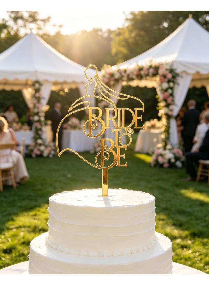 Bride To Be Cake Topper Sparkling Acrylic Gold Cake Decor Pick for The Bride Engagement Wedding Bridal Shower Party Decoration - Image 5