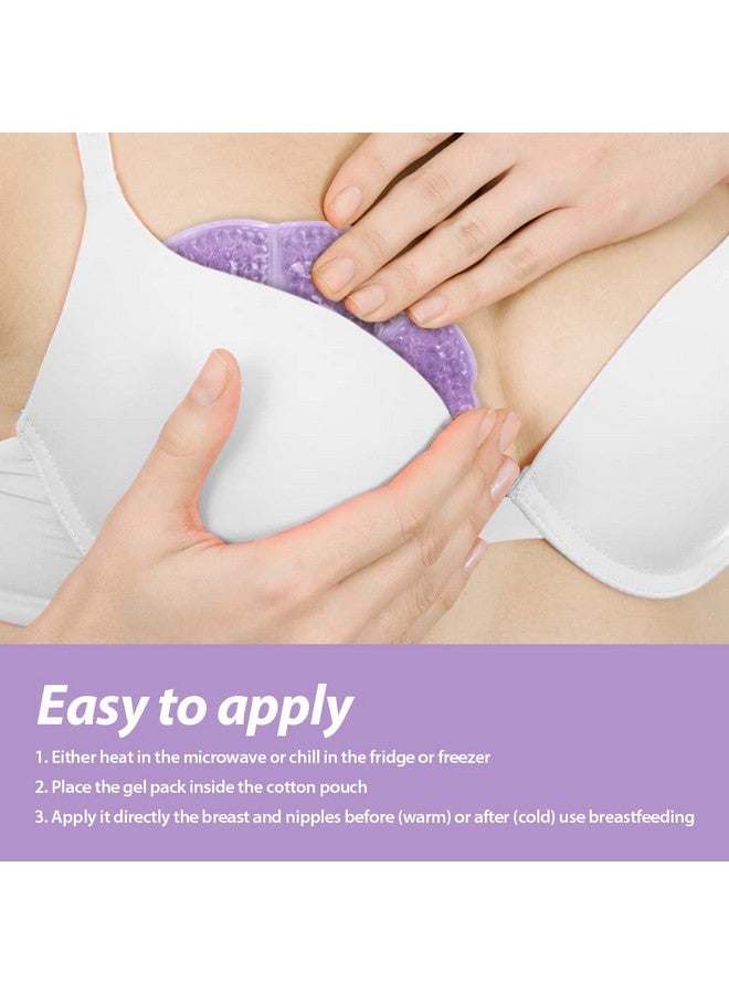 NEWGO Breast Ice Pack 2 Pack Gel Ice Pack For Breast Surgery Reusable Nursing Ice Pack Hot Or Cold Therapy Breast Pad For Breastfeeding Engorgement Relief (Purple) - Image 4