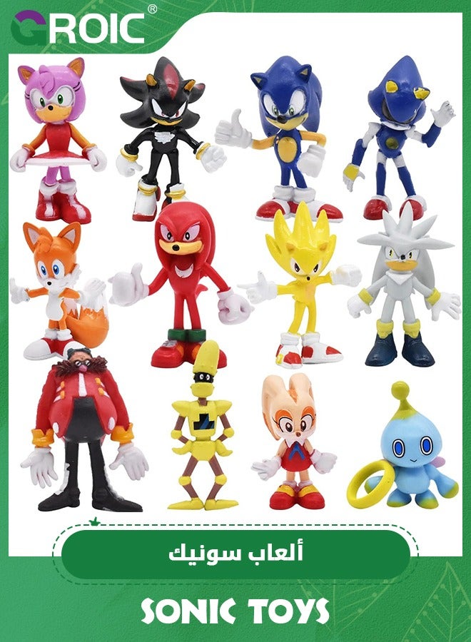 GROIC 12pcs Sonic Action Figures,Sonic Toys,4-6cm Tall Sonic Toy The Hedgehog Toys,Stress Relief Toy, Party Favor, Fidget Toys - Image 1