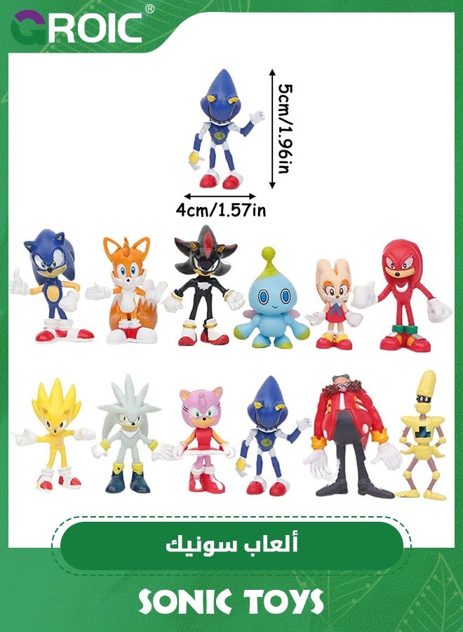 GROIC 12pcs Sonic Action Figures,Sonic Toys,4-6cm Tall Sonic Toy The Hedgehog Toys,Stress Relief Toy, Party Favor, Fidget Toys - Image 3