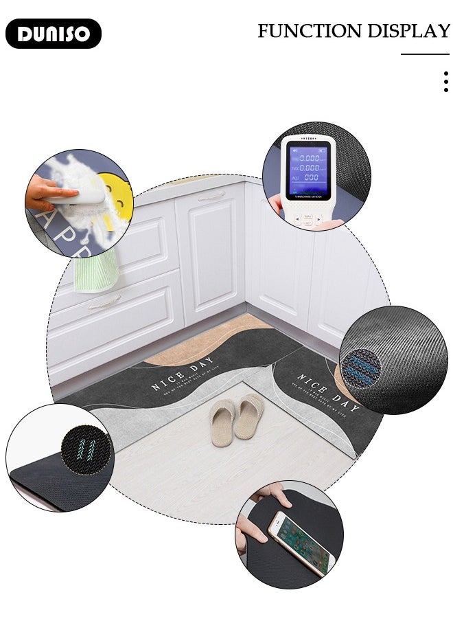 DUNISO 2 PCS  Kitchen Mats and Rugs Set , Non Slip Heavy Duty Standing Mat, Quick Dry Diatom Mud Floor Mat,  Extra Soft and Absorbent Floor Mats for  Kitchen, Bath, Office, Laundry(40*60cm+40*120cm)  - Image 2