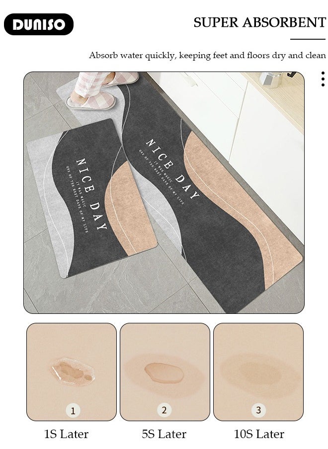 DUNISO 2 PCS  Kitchen Mats and Rugs Set , Non Slip Heavy Duty Standing Mat, Quick Dry Diatom Mud Floor Mat,  Extra Soft and Absorbent Floor Mats for  Kitchen, Bath, Office, Laundry(40*60cm+40*120cm)  - Image 5