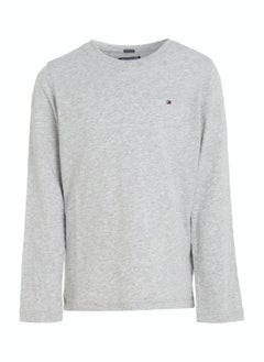 TOMMY HILFIGER Boys' Long-Sleeve Organic Cotton T-Shirt, Grey  - Image 2