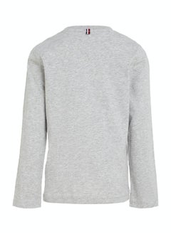 TOMMY HILFIGER Boys' Long-Sleeve Organic Cotton T-Shirt, Grey  - Image 4