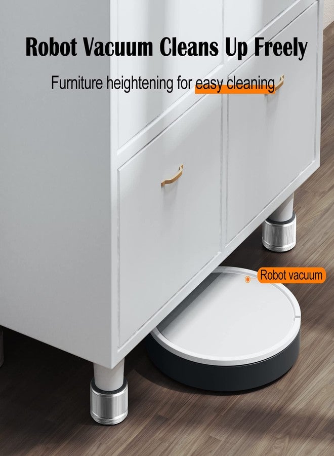 xuenair Furniture Risers 1 inch Adjustable,4 Pack 0.9"-1.7" Metal Table Leg Risers,Desk Riser Blocks with Non-Slip Bottom & Silicone Pad for Tables, Book Shelf, PC (Small - Silver - 4 pcs) - Image 5