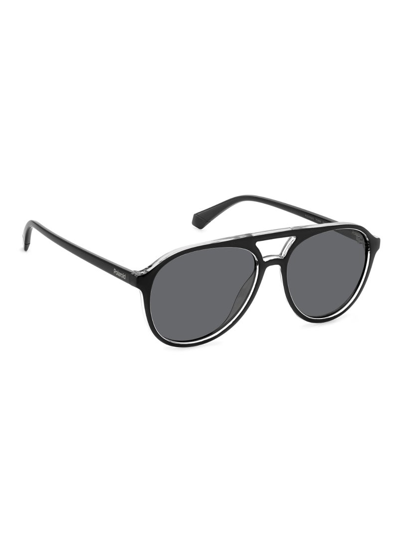 Polaroid - Unisex Polarized Pilot Shape  Sunglasses PLD 4162/S GREY 49 - Lens Size: 49.3 Mm - Black Cry - Image 1