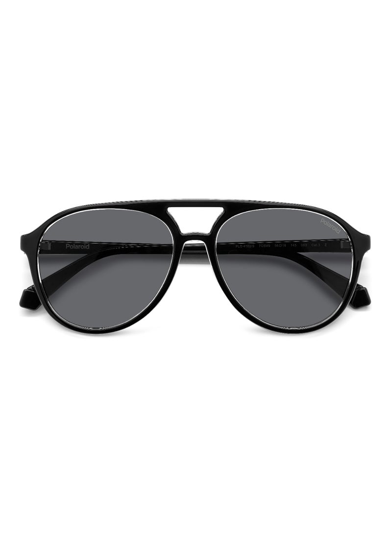 Polaroid - Unisex Polarized Pilot Shape  Sunglasses PLD 4162/S GREY 49 - Lens Size: 49.3 Mm - Black Cry - Image 1