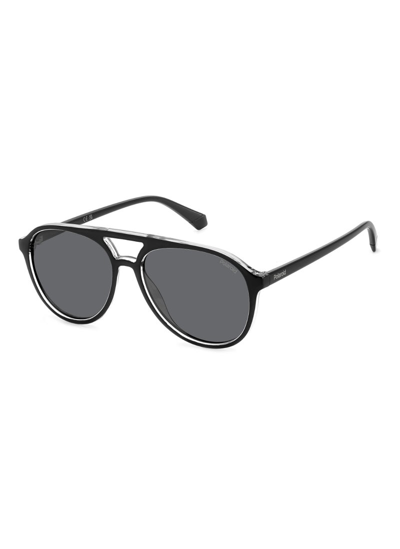 Polaroid - Unisex Polarized Pilot Shape  Sunglasses PLD 4162/S GREY 49 - Lens Size: 49.3 Mm - Black Cry - Image 1