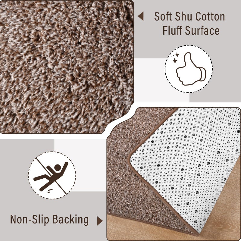 Keeko Living Room Rugs 6x9, Soft Modern Large Area Rug for Bedroom Washable Memory Foam Indoor Big Carpet Low Pile Minimalist Non Slip Rug for Classroom Dorm Kids Room Home Decor Brown and White - Image 4