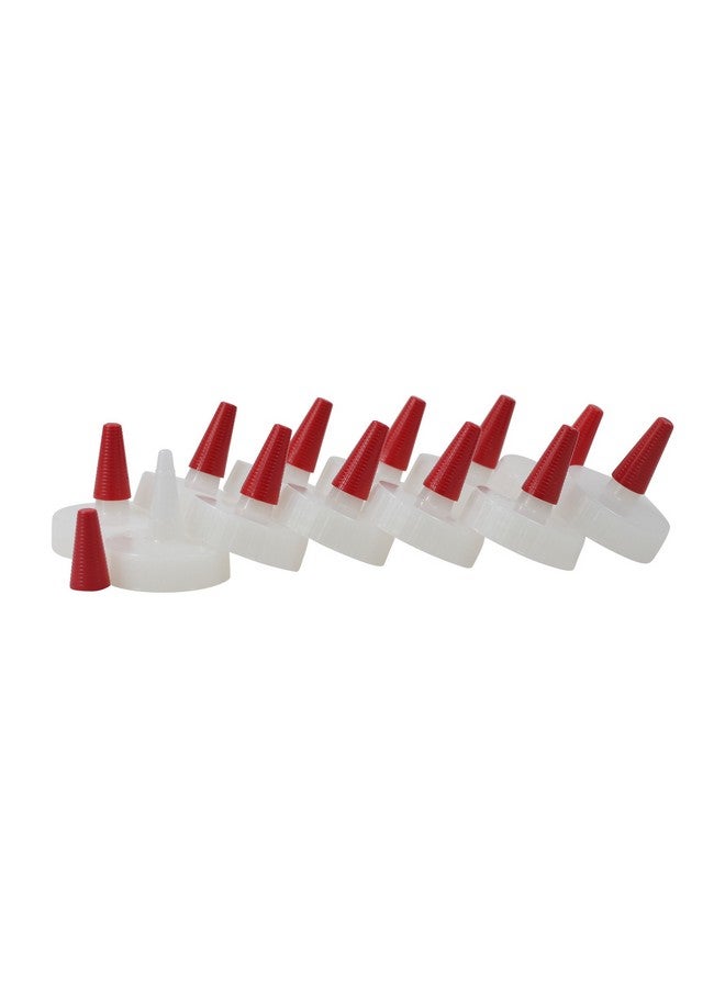 Pinnacle Mercantile Condiment Squeeze Bottle Caps Only 38-400 Long Nozzle/Red Tip Replacements Set Of 12