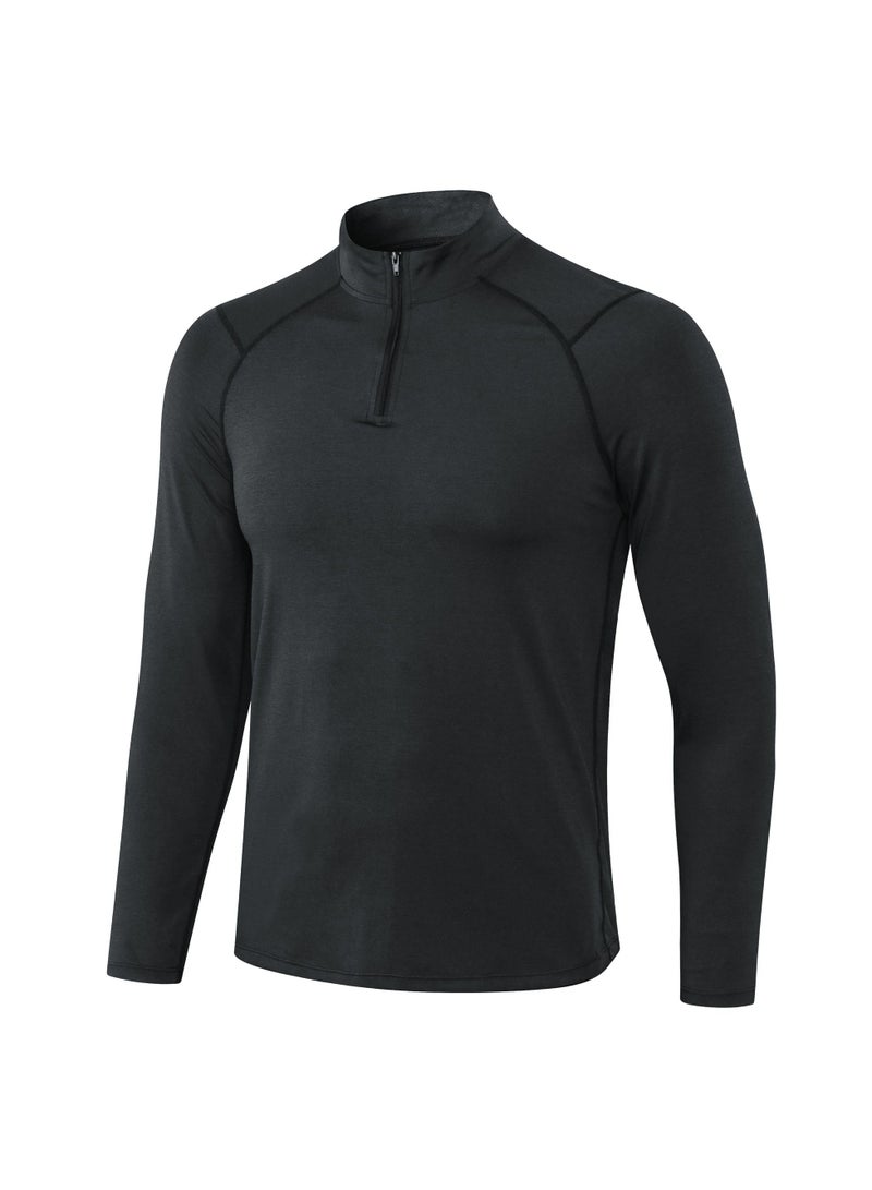 نيبمينينت Men Quick Dry Breathable Long Sleeve T-Shirt Black - Image 1