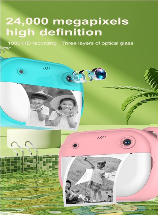 Neutral Instant Print Camera - Dual-Lens SLR Digital Film Mini Printer, Portable Ink-Free Thermal Printer with 2 Rolls of Paper, Suitable for Office, Home, Outdoor, Travel, etc. (Green) - Image 3