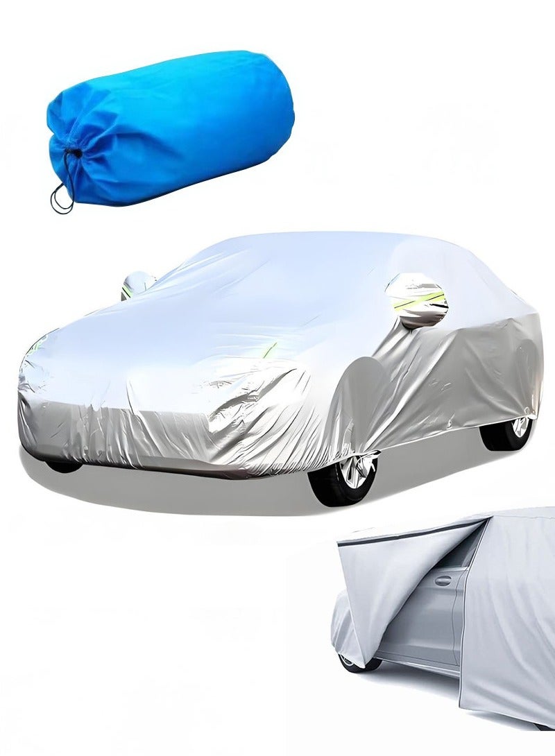 Waterproof Car Cover All Weather – Snowproof, UV Protection u0026 Windproof Outdoor Full Car Cover, Universal Fit for Sedan (Fit Sedan Length Below 4.9m, Silver) - Image 1