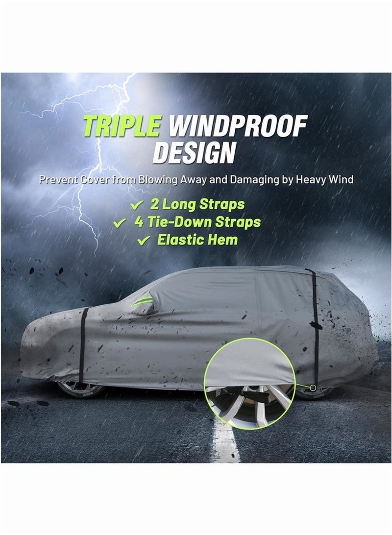 Waterproof Car Cover All Weather – Snowproof, UV Protection u0026 Windproof Outdoor Full Car Cover, Universal Fit for Sedan (Fit Sedan Length Below 4.9m, Silver) - Image 4