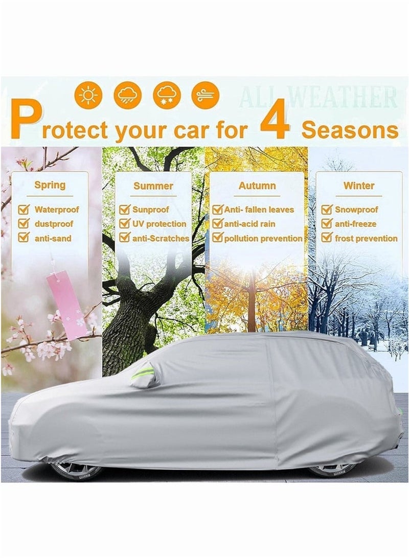 Waterproof Car Cover All Weather – Snowproof, UV Protection u0026 Windproof Outdoor Full Car Cover, Universal Fit for Sedan (Fit Sedan Length Below 4.9m, Silver) - Image 5