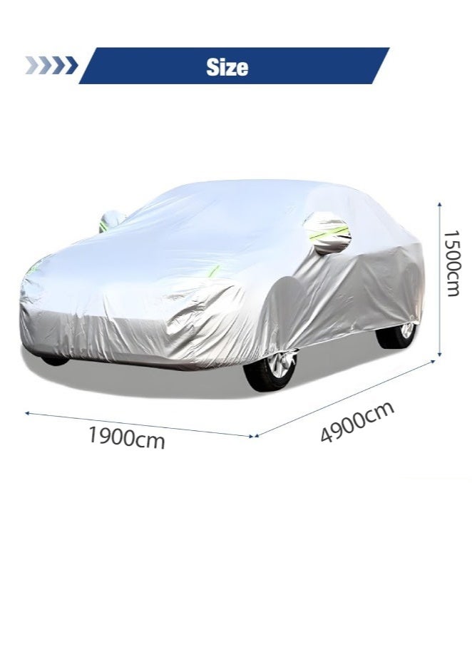 Waterproof Car Cover All Weather – Snowproof, UV Protection u0026 Windproof Outdoor Full Car Cover, Universal Fit for Sedan (Fit Sedan Length Below 4.9m, Silver) - Image 2