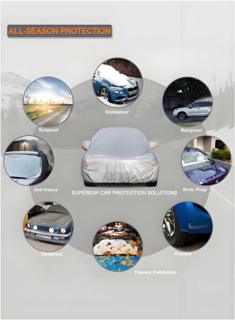Waterproof Car Cover All Weather – Snowproof, UV Protection u0026 Windproof Outdoor Full Car Cover, Universal Fit for Sedan (Fit Sedan Length Below 4.9m, Silver) - Image 3