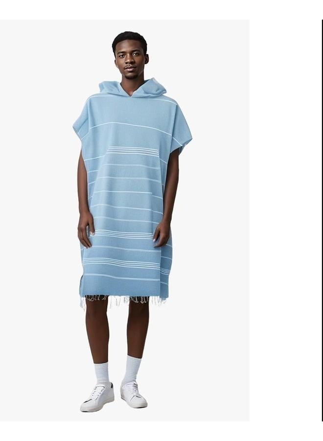 1pcs Large Turkish Cotton Poncho Towel Surf Poncho Changing Robe with Hood and Front Pocket Absorbent Wearable Towel Hooded Beach Towel for Adult Man Women Beach Pool - Image 5